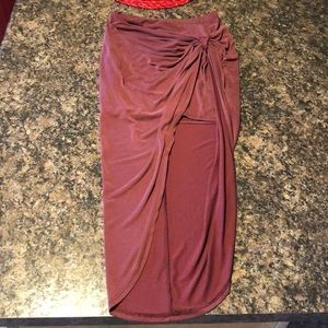 Burgundy high/low skirt